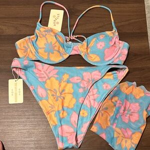 Aurelle Kiva Blue Bikini set with skirt